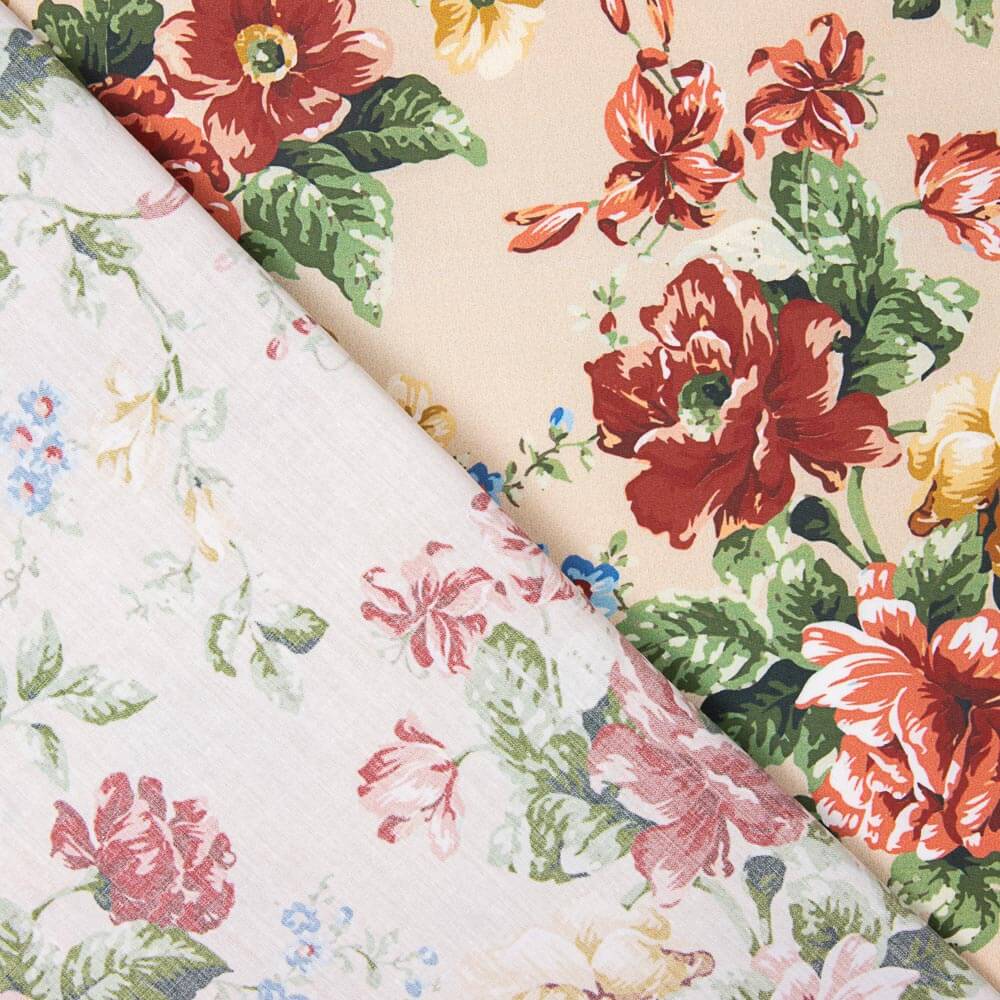 Popelín Estampado Flamenca Cretona Camel - Ribes y Casals