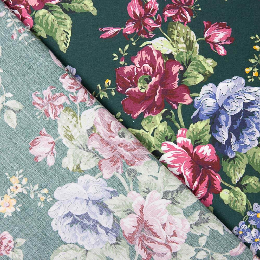 Popelín Estampado Flamenca Cretona Verde Oscuro - Ribes y Casals