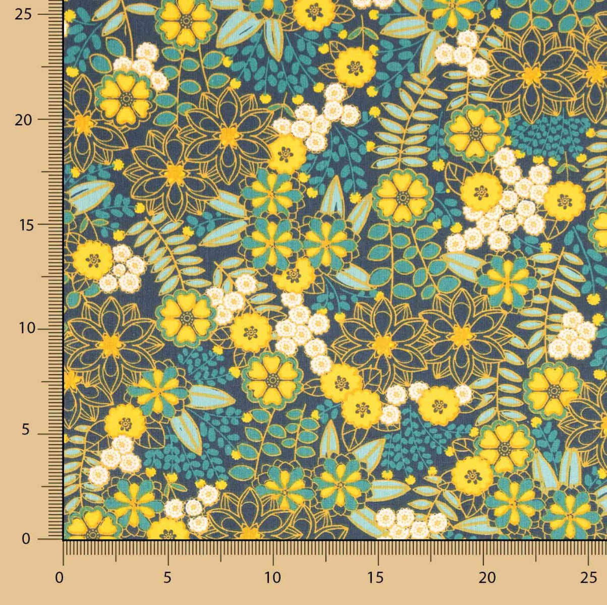 Algodón Estampado Flores Lily Azul - Ribes y Casals