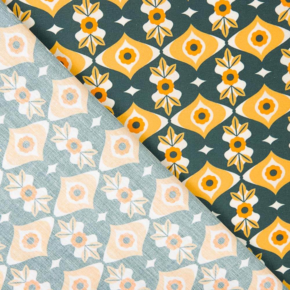 Popelín Estampado Geo Ocre - Ribes y Casals