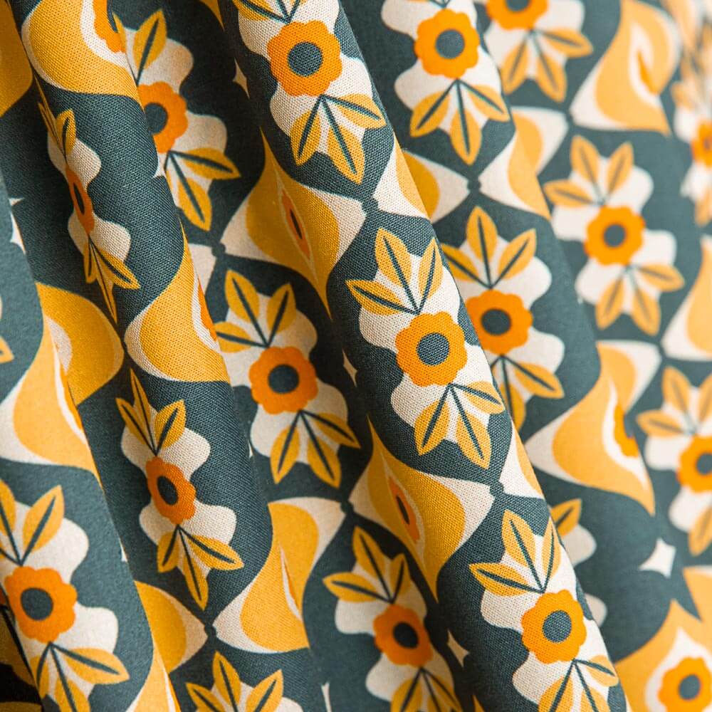 Popelín Estampado Geo Ocre - Ribes y Casals