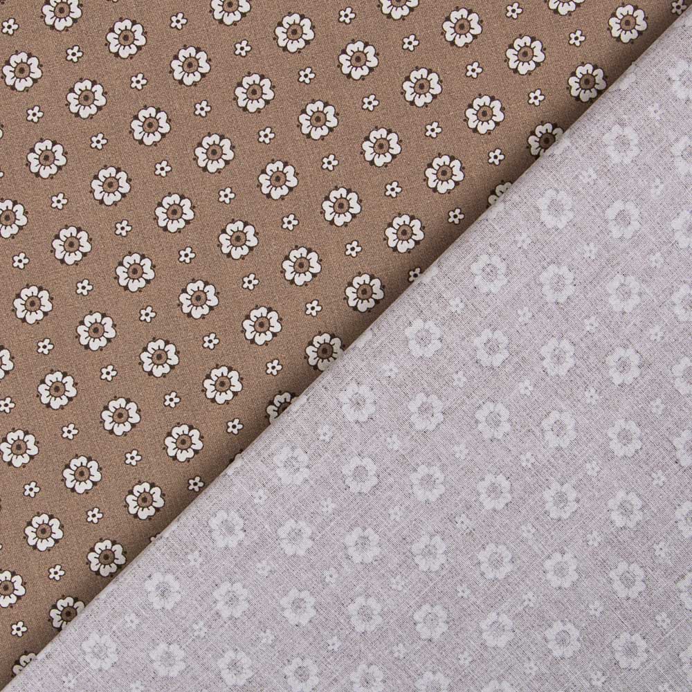 Popelín Flor Retro Beige - Ribes y Casals