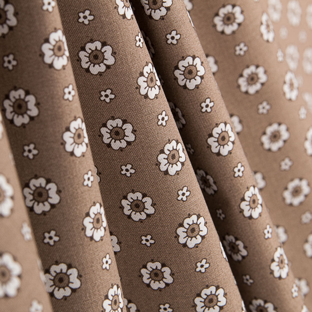 Popelín Flor Retro Beige - Ribes y Casals