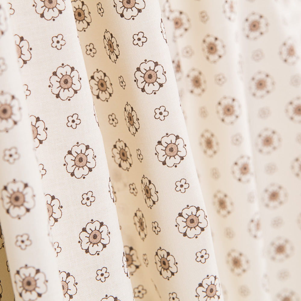 Popelín Flor Retro Crudo - Ribes y Casals