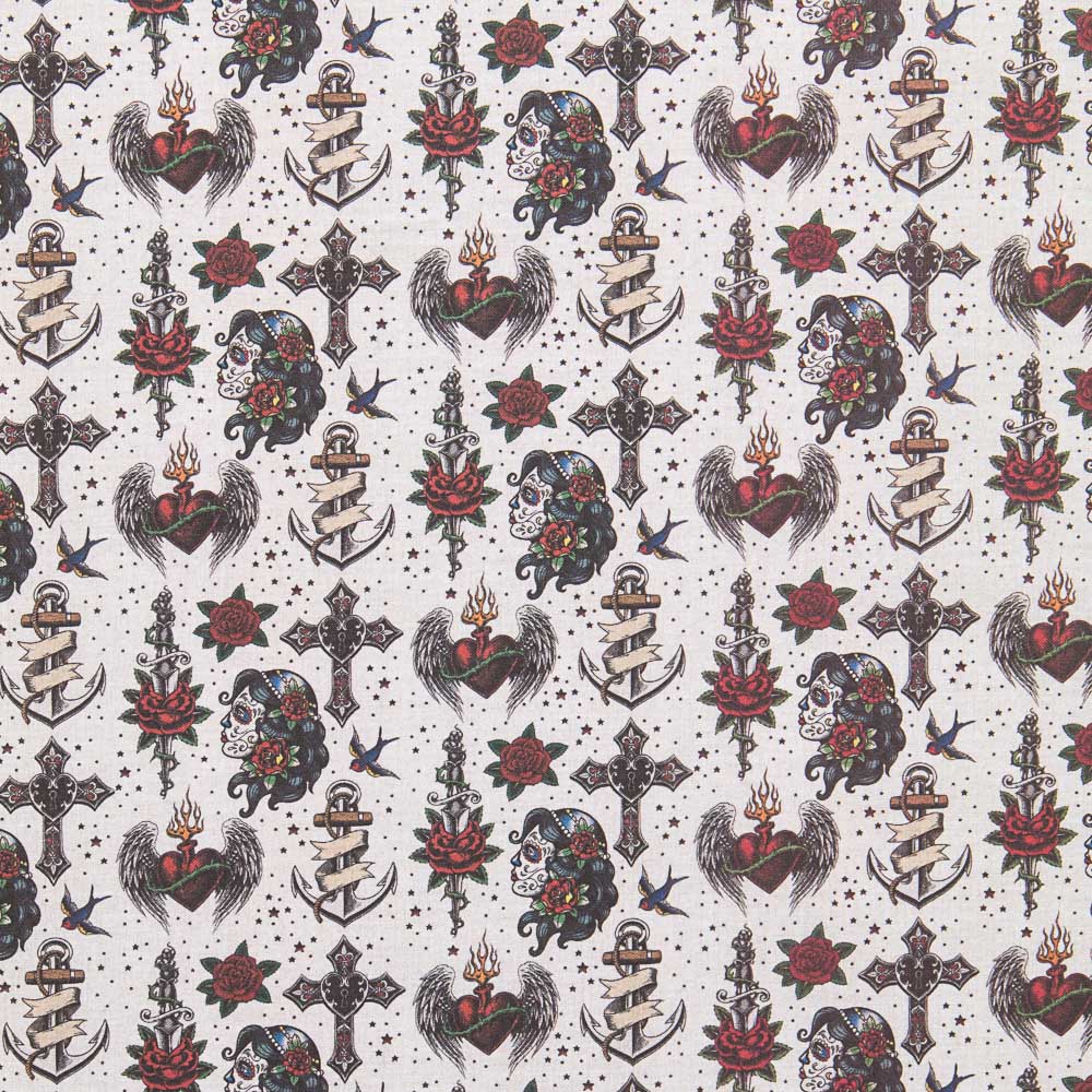 Popelín Gothic Tattoo - Ribes y Casals