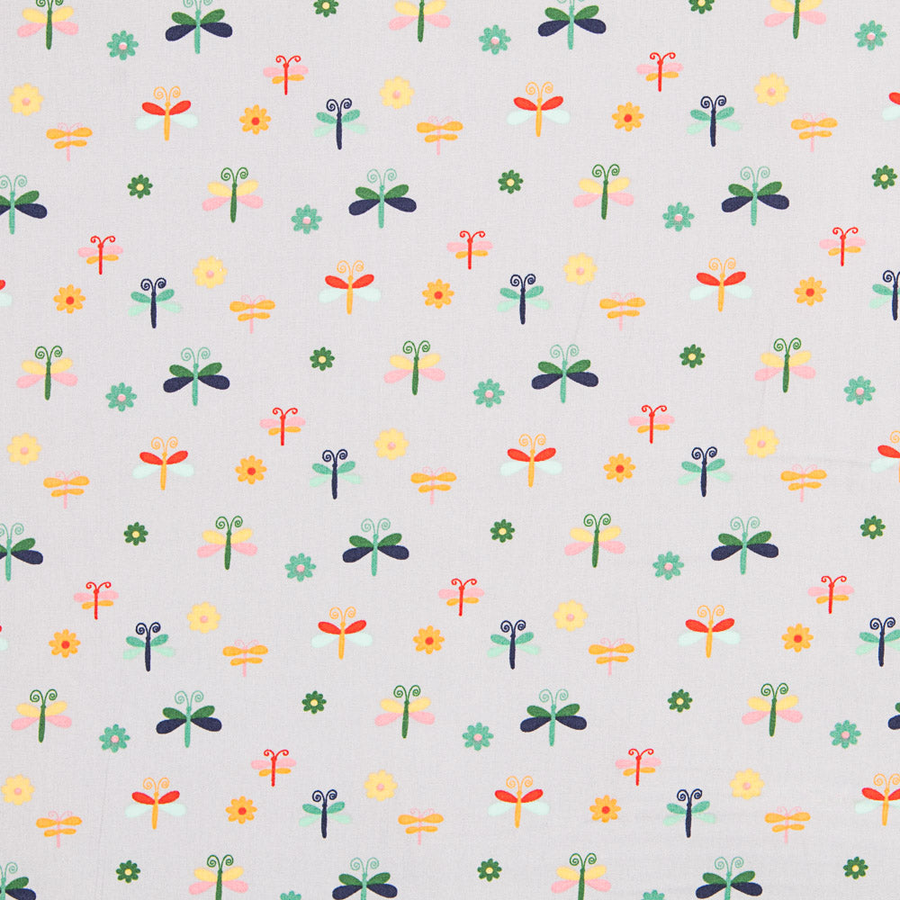 Popelín Insectos Gris - Ribes y Casals