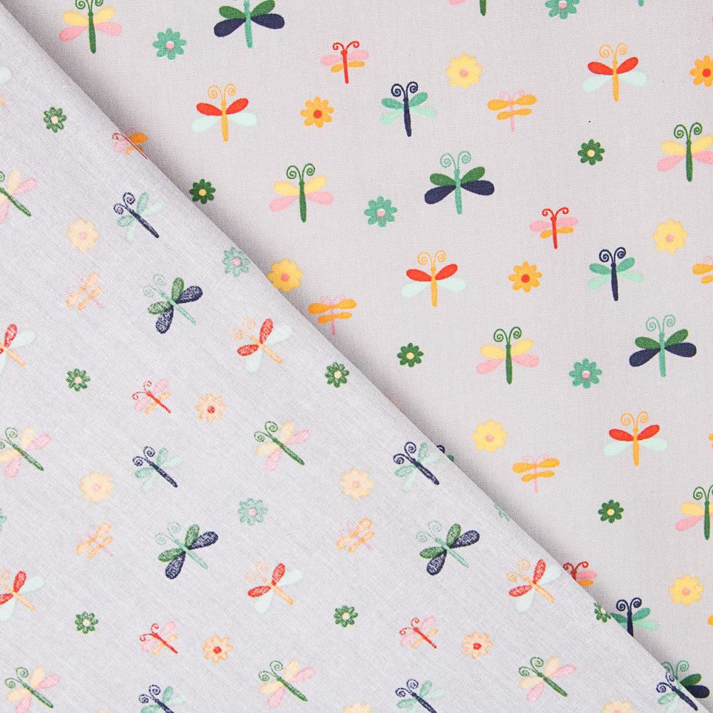 Popelín Insectos Gris - Ribes y Casals