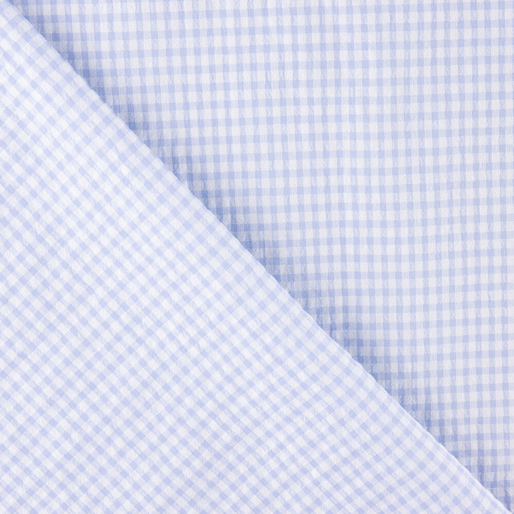 Seersucker Mini Cuadros Vichy Azul Claro - Ribes y Casals