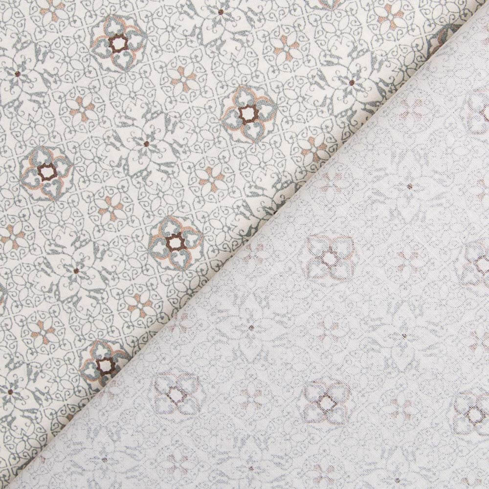 Popelín Mosaico Floral Gris - Ribes y Casals