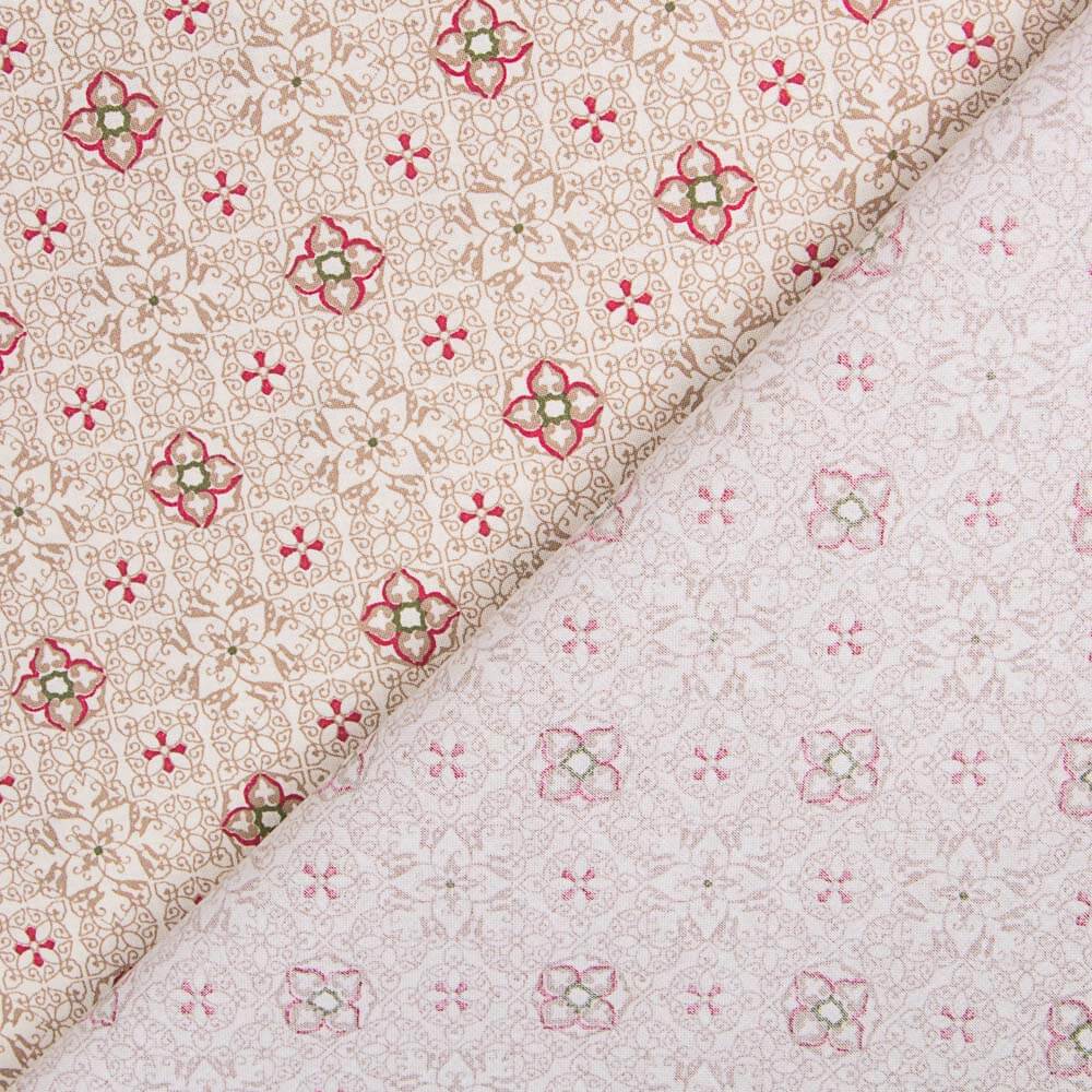 Popelín Mosaico Floral Rojo - Ribes y Casals