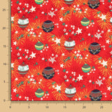 Popelín Navidad Bolas Deco Rojo - Ribes y Casals