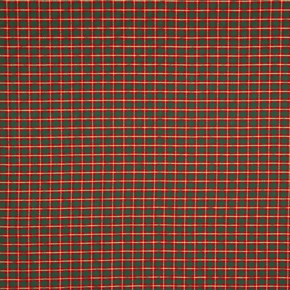Popelín Navidad Cuadros Lurex Verde - Ribes y Casals