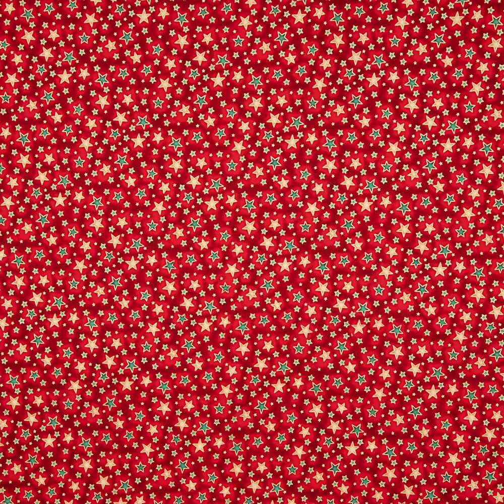 Popelín Navidad Estrellada Roja - Ribes y Casals
