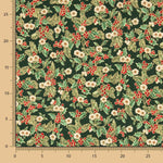 Popelín Navidad Floral Verde - Ribes y Casals