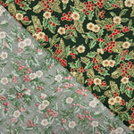 Popelín Navidad Floral Verde - Ribes y Casals
