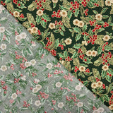 Popelín Navidad Floral Verde - Ribes y Casals