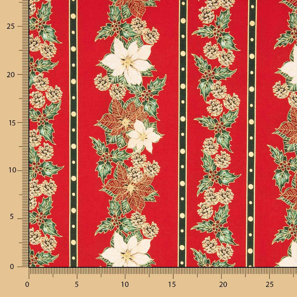 Popelín Navidad Guirnalda Rojo - Ribes y Casals