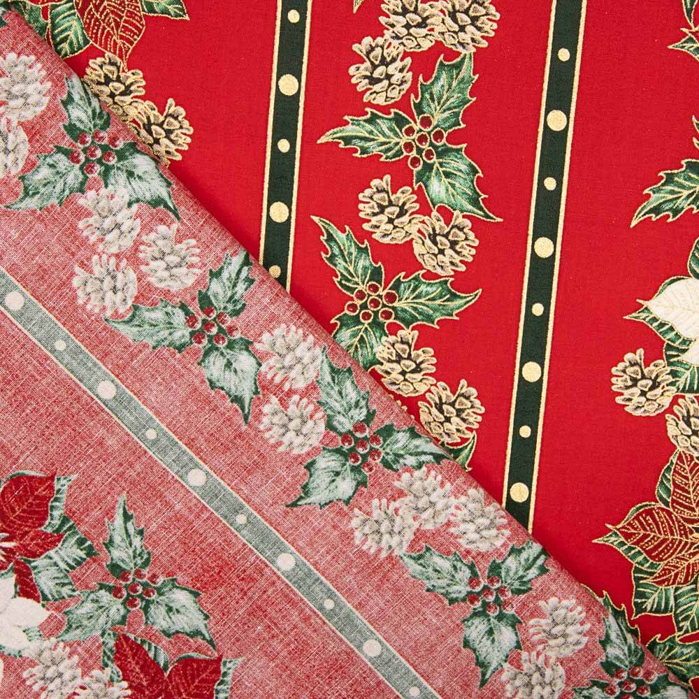 Popelín Navidad Guirnalda Rojo - Ribes y Casals