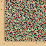 Popelín Navidad Poinsettias Azul - Ribes y Casals