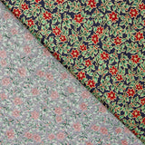 Popelín Navidad Poinsettias Azul - Ribes y Casals