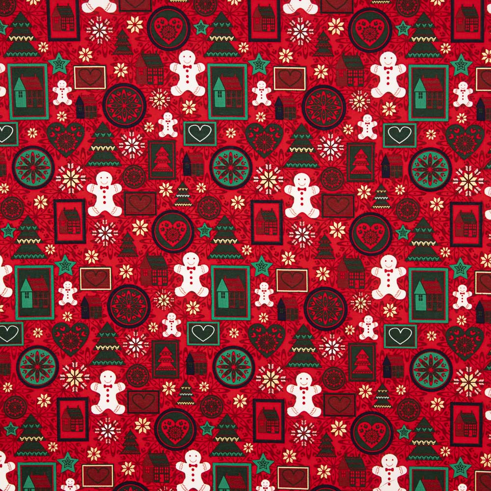 Popelín Navidad Print Rojo - Ribes y Casals