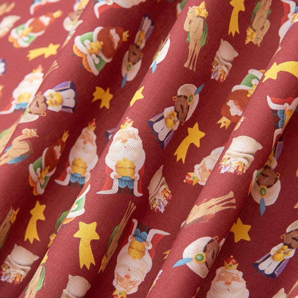 Popelín Navidad Reyes Magos Rojo - Ribes y Casals
