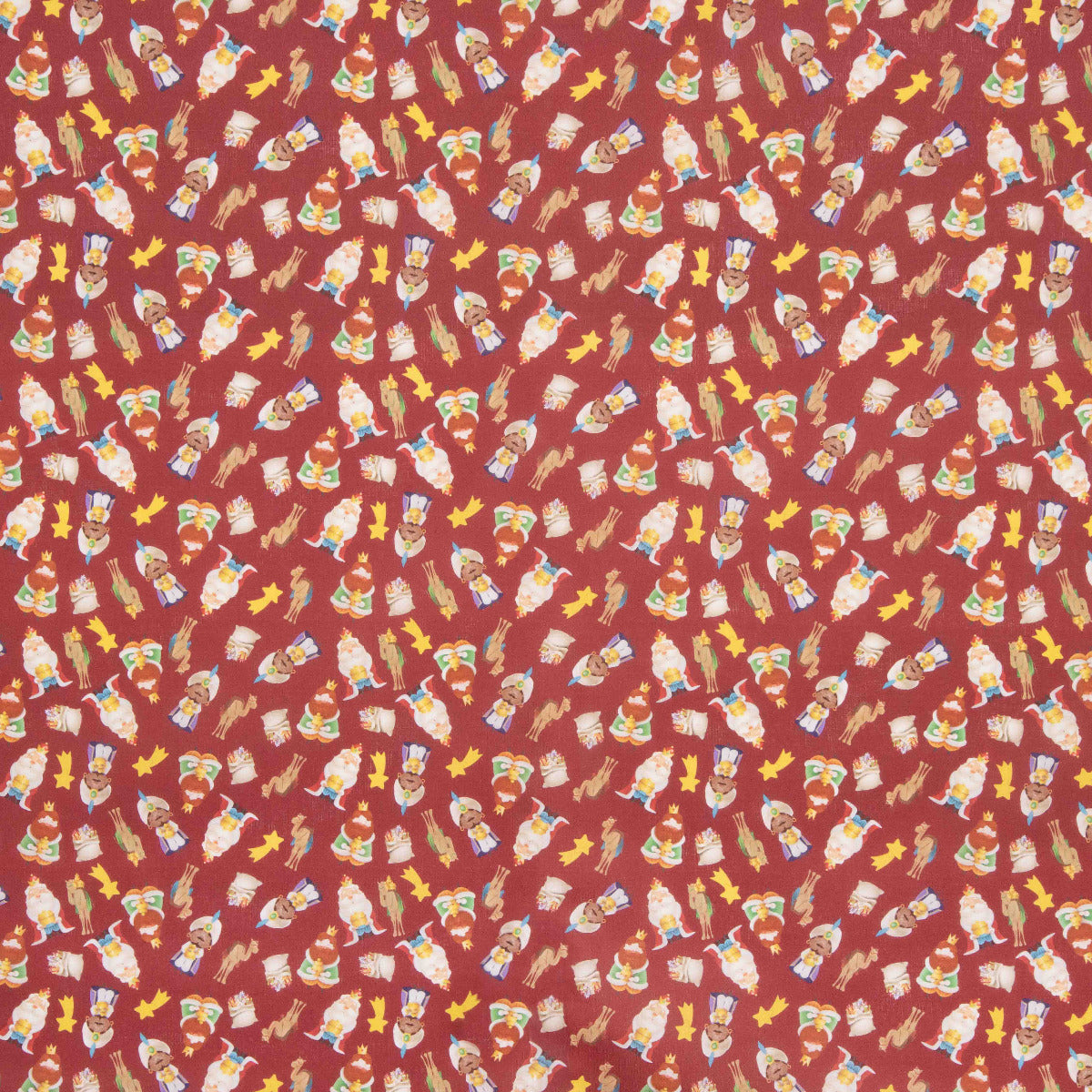 Popelín Navidad Reyes Magos Rojo - Ribes y Casals