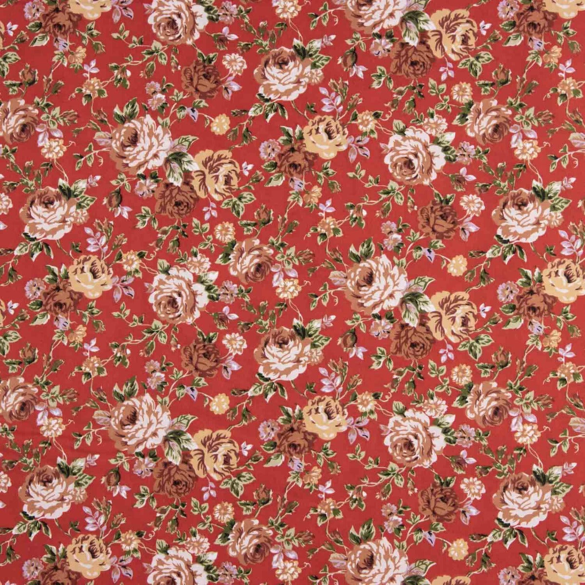 Popelín Rosas Rojo Pasión - Ribes y Casals