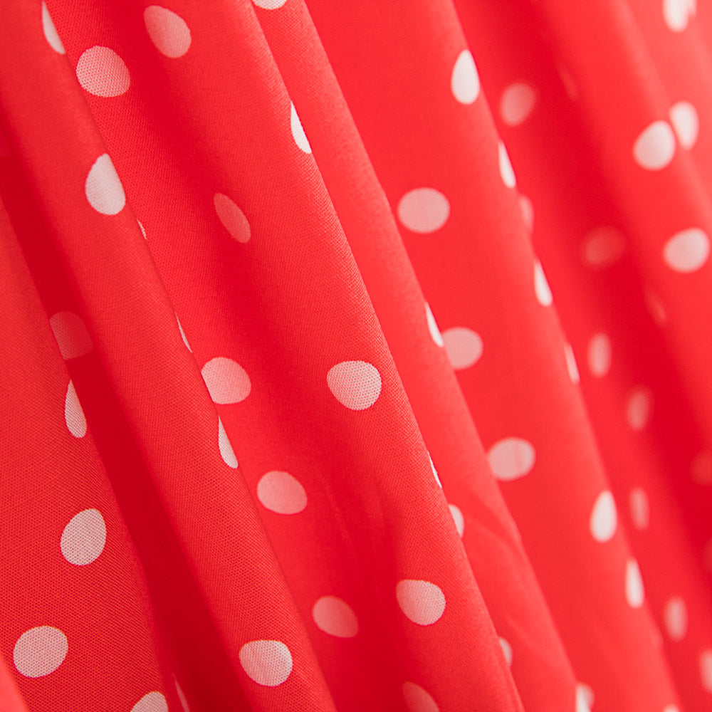 Popelín Spandex Lunares Blanco 7mm Coral - Ribes y Casals