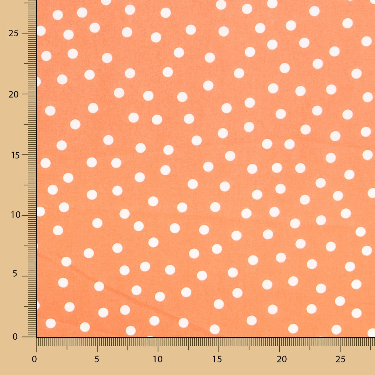 Popelín Spandex Lunares Blanco 7mm Mandarina - Ribes y Casals