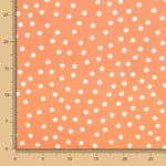 Popelín Spandex Lunares Blanco 7mm Mandarina - Ribes y Casals