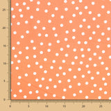 Popelín Spandex Lunares Blanco 7mm Mandarina - Ribes y Casals