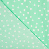 Popelín Spandex Lunares Blanco 7mm Menta - Ribes y Casals