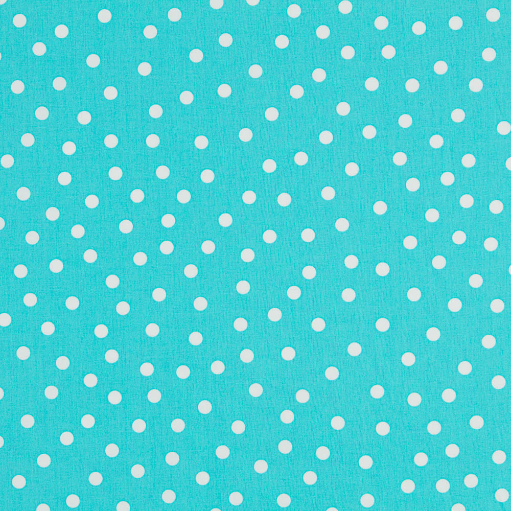 Popelín Spandex Lunares Blanco 7mm Turquesa - Ribes y Casals