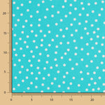 Popelín Spandex Lunares Blanco 7mm Turquesa - Ribes y Casals
