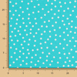 Popelín Spandex Lunares Blanco 7mm Turquesa - Ribes y Casals