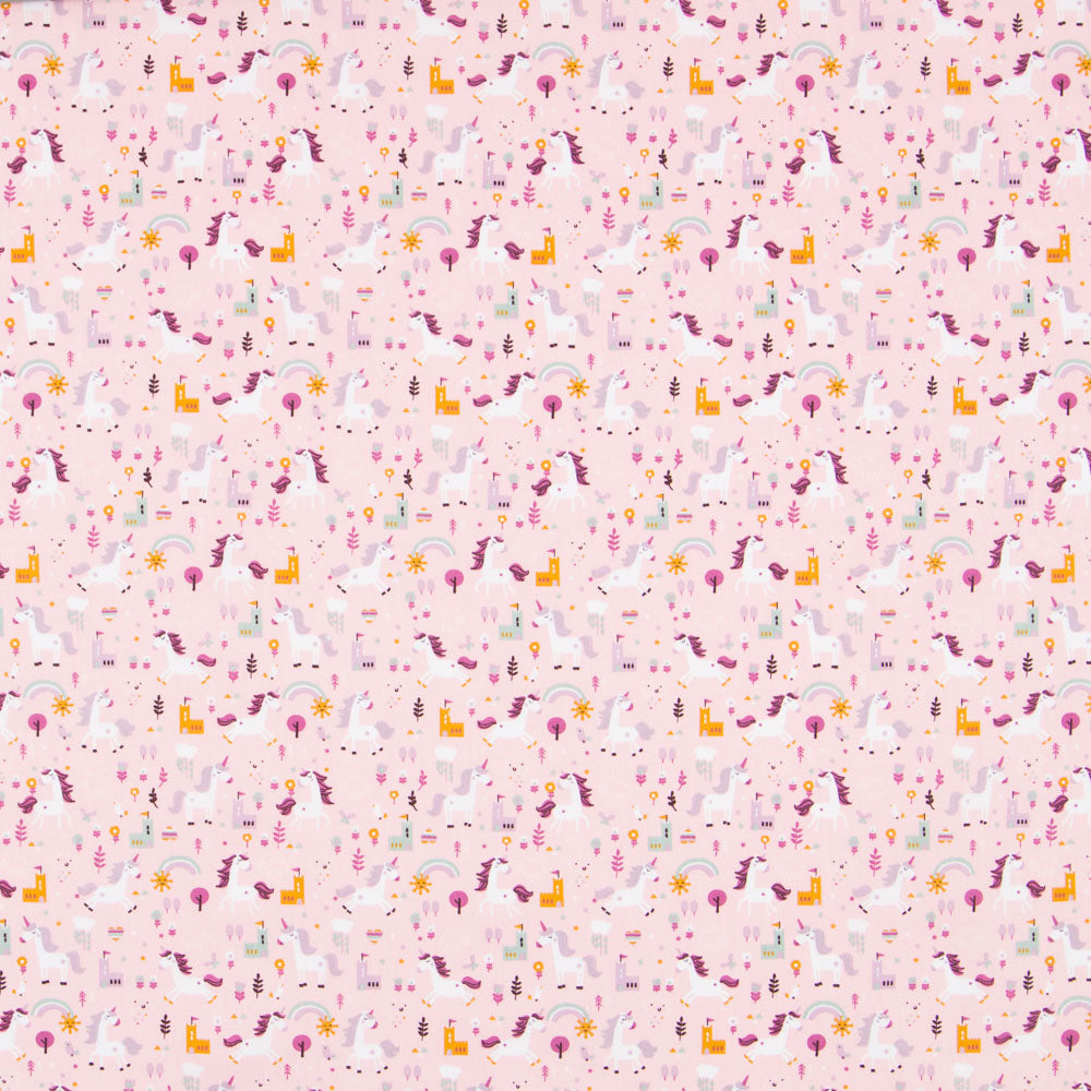 Popelín Unicornio Fantasy Rosa - Ribes y Casals