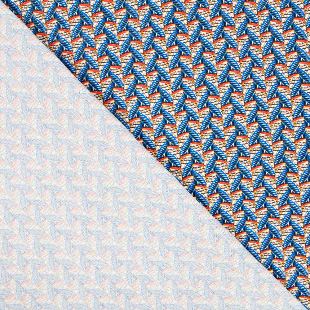 Popelín Viscosa Abanicos Wax Azul - Ribes y Casals