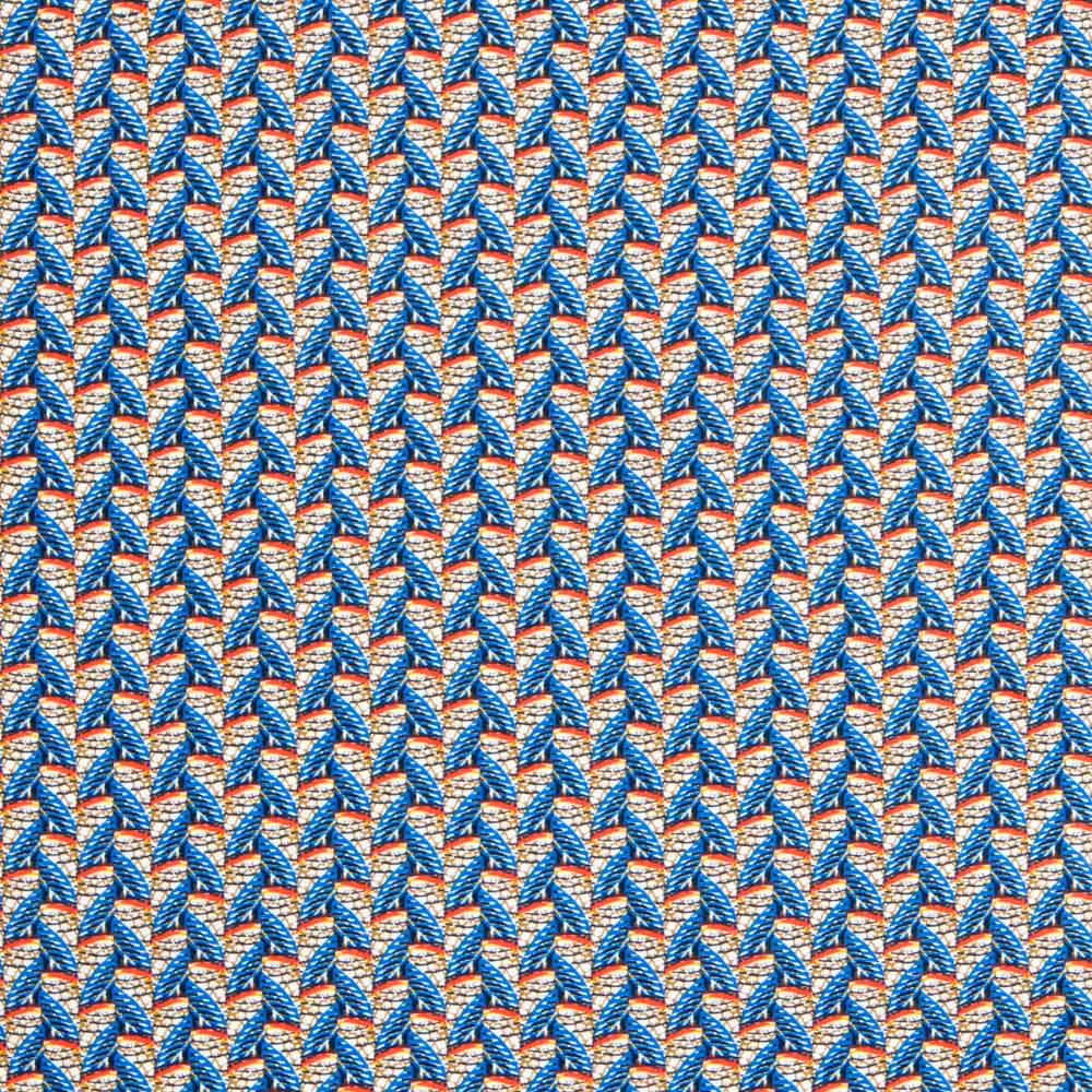 Popelín Viscosa Abanicos Wax Azul - Ribes y Casals