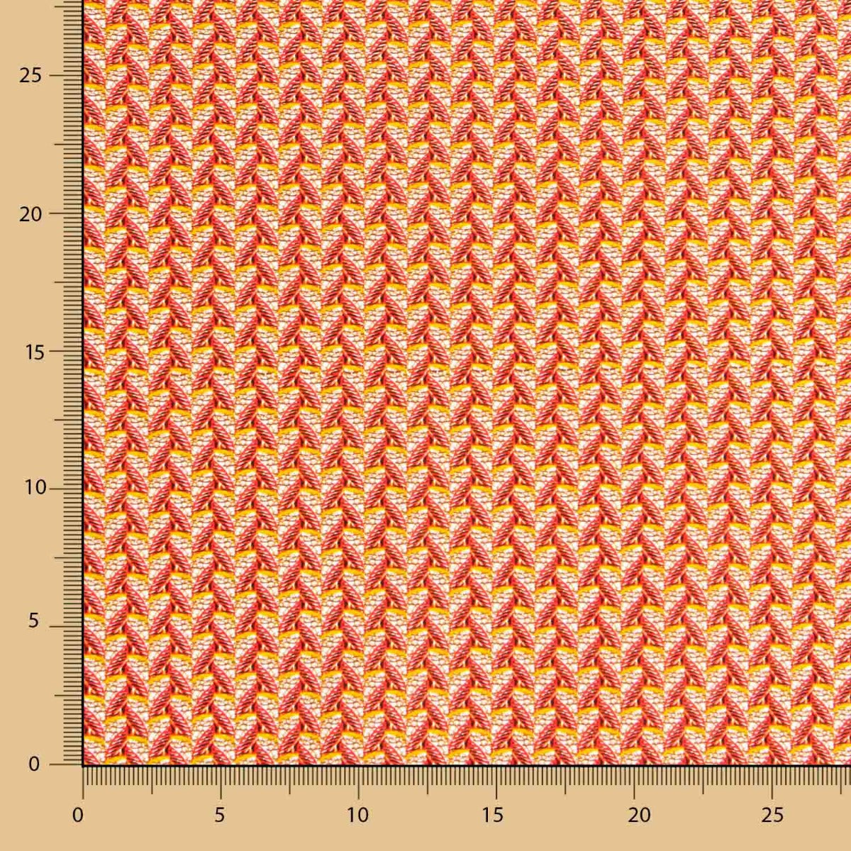 Popelín Viscosa Abanicos Wax Rojo - Ribes y Casals