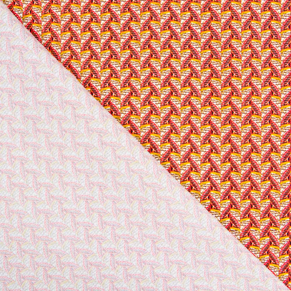 Popelín Viscosa Abanicos Wax Rojo - Ribes y Casals