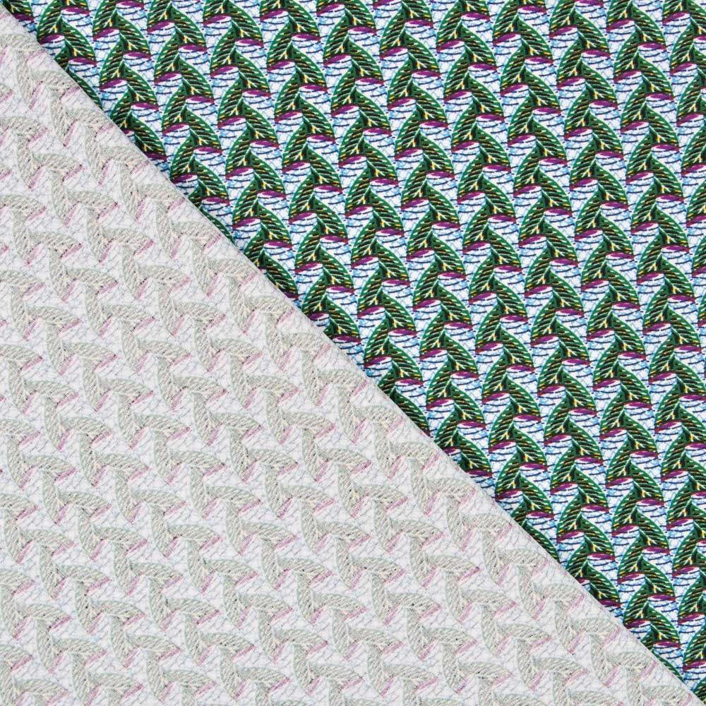 Popelín Viscosa Abanicos Wax Verde - Ribes y Casals