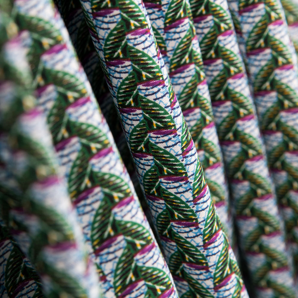 Popelín Viscosa Abanicos Wax Verde - Ribes y Casals