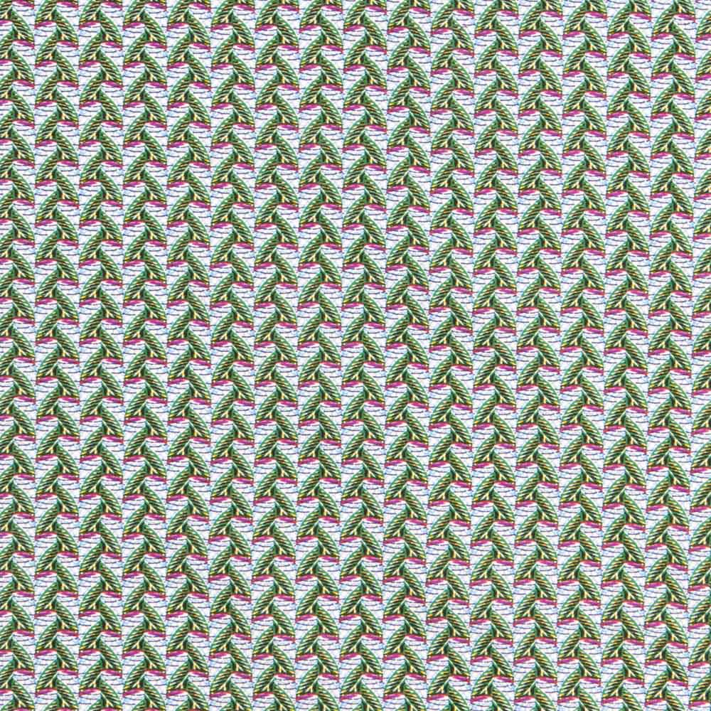 Popelín Viscosa Abanicos Wax Verde - Ribes y Casals