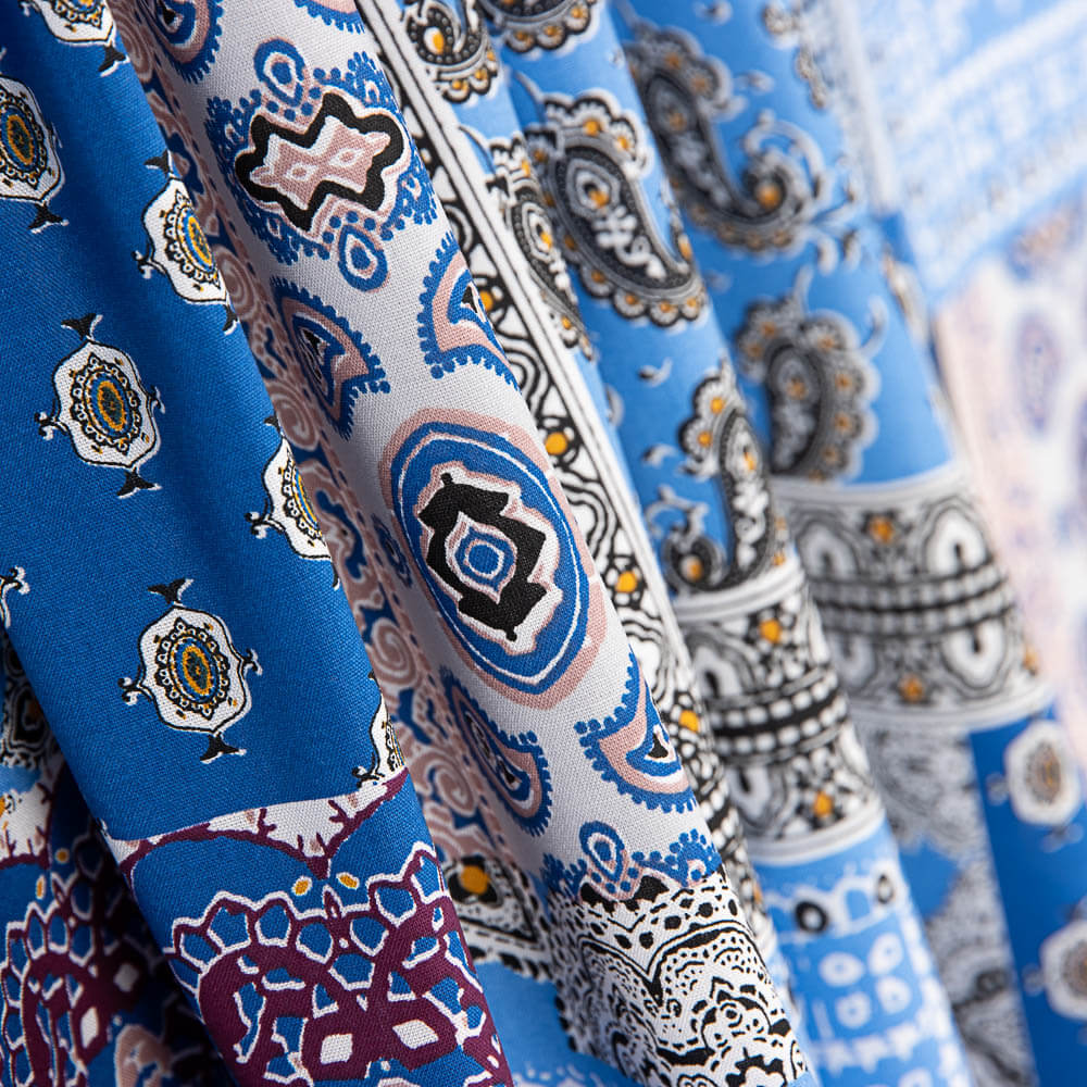 Popelín Viscosa Bandana Azul - Ribes y Casals