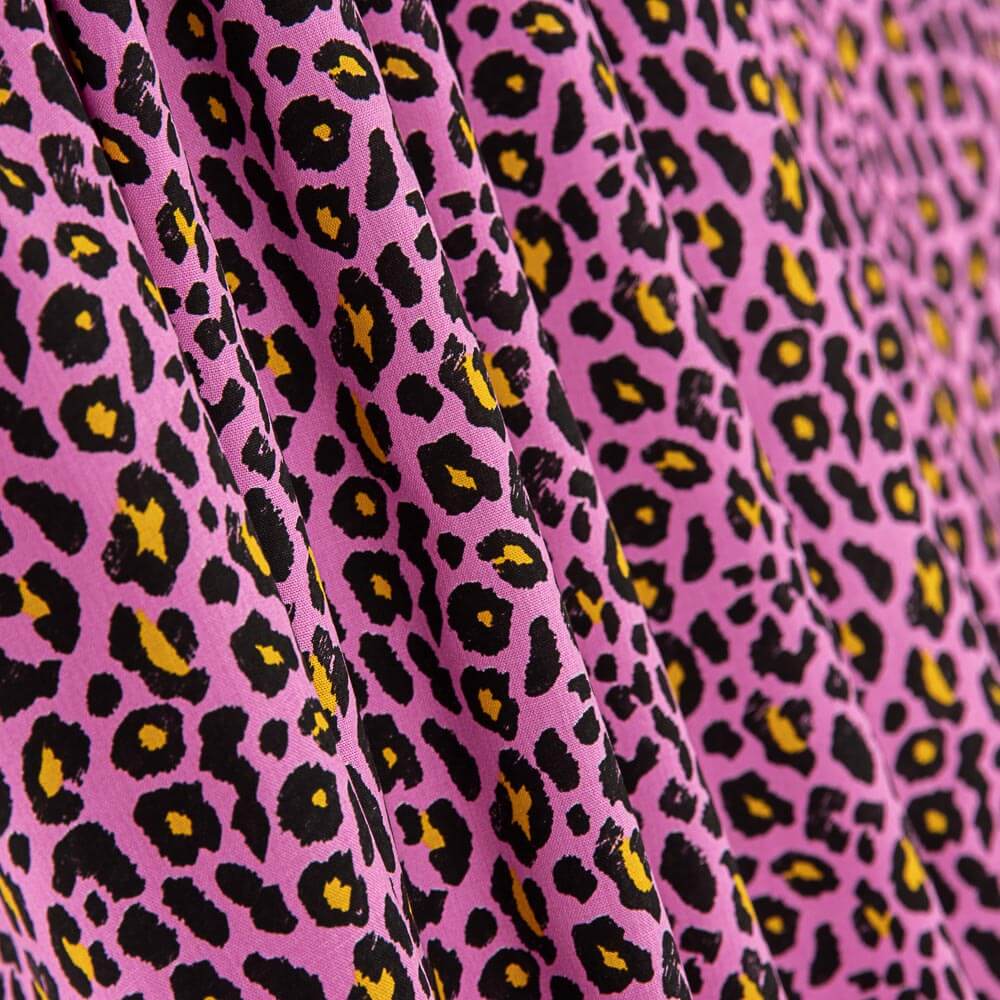 Popelín Viscosa Leopardo Rosa - Ribes y Casals