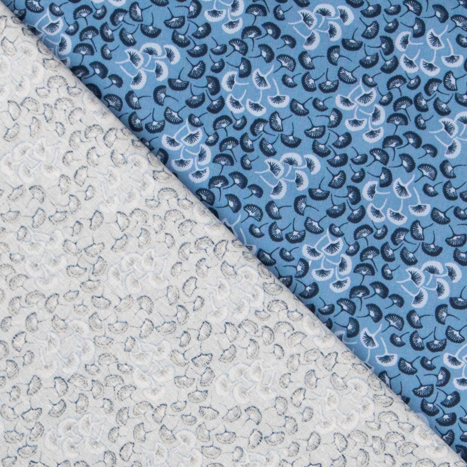 Popelín Abanicos Azul - Ribes y Casals