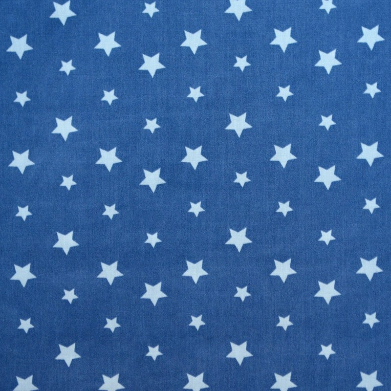 Popelín Algodón Estrellas Azul Denim - Ribes y Casals