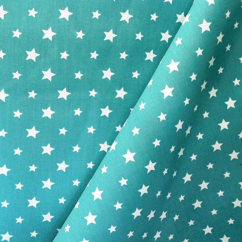 Popelín Algodón Estrellas Fondo Aguamarina - Ribes y Casals