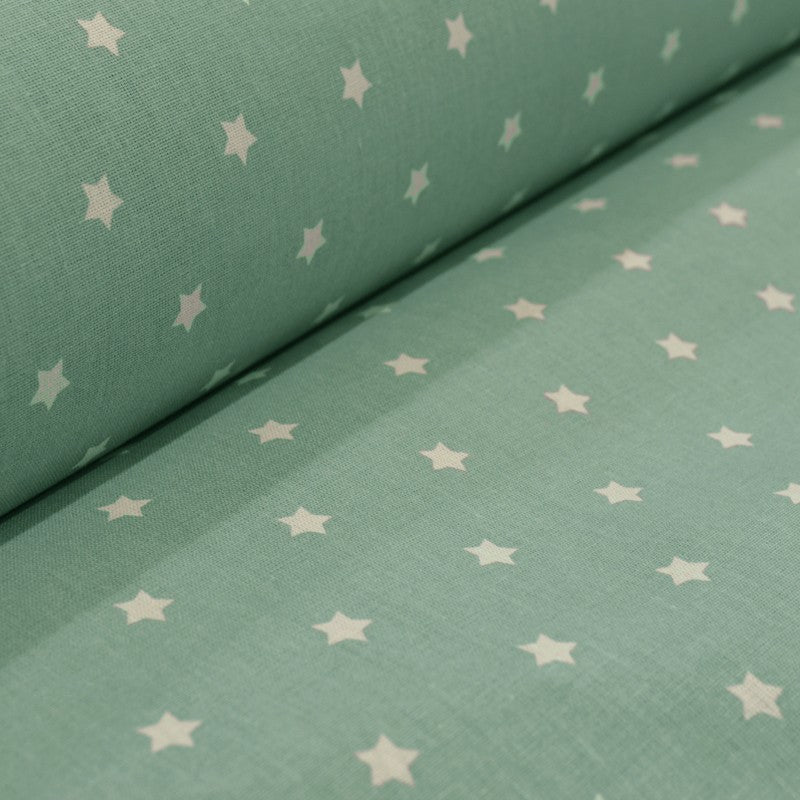 Popelín Algodón Estrellas Verde - Ribes y Casals